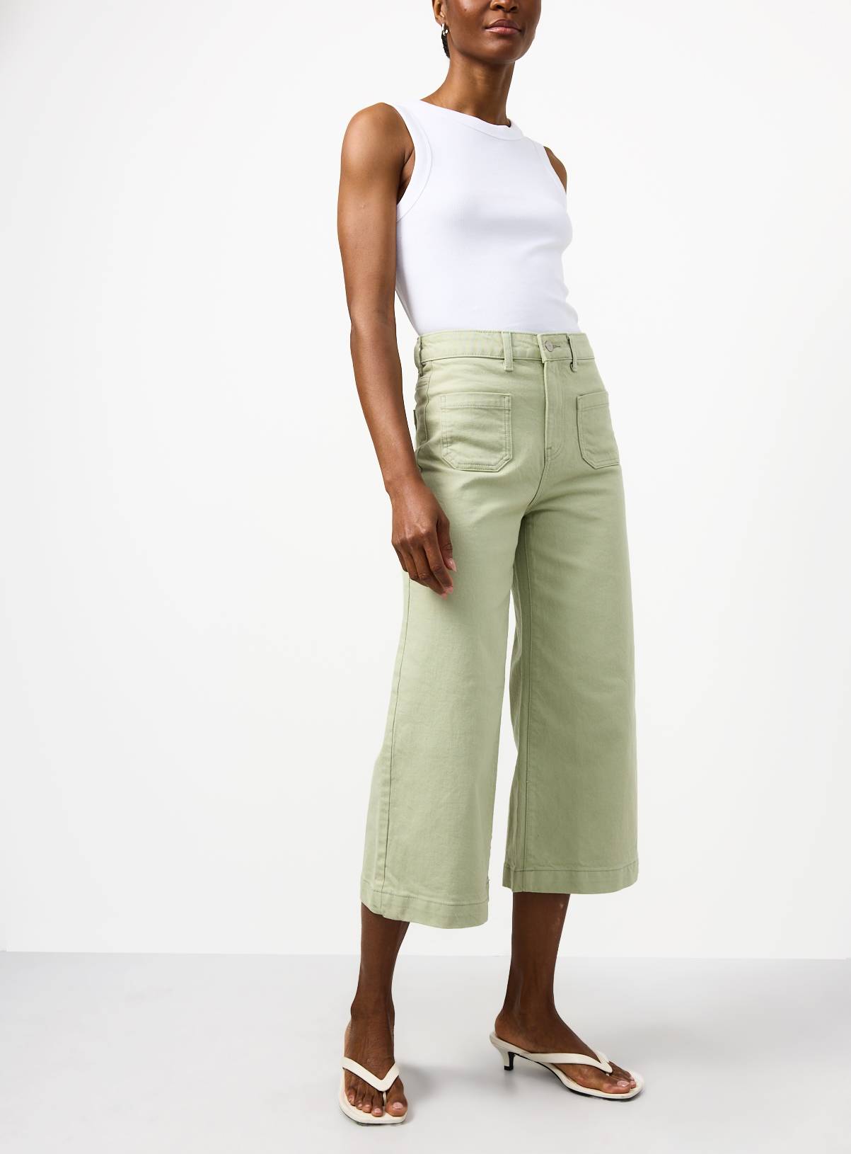 Light Green Cropped Wide Leg Jeans 16 - Image 1